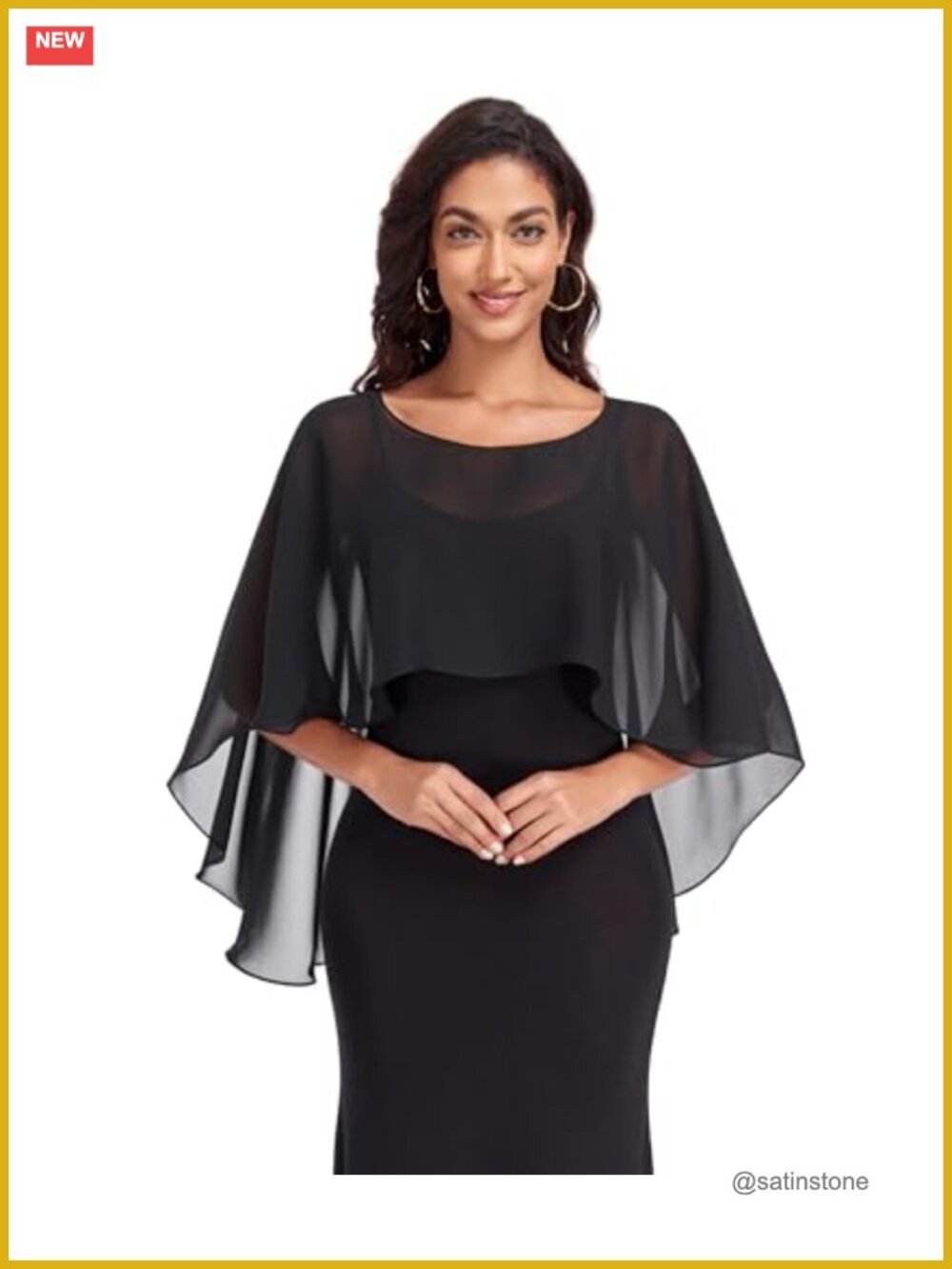 Sheer Chiffon Wrap Cape for Evening Dress Bridal Shawl Women